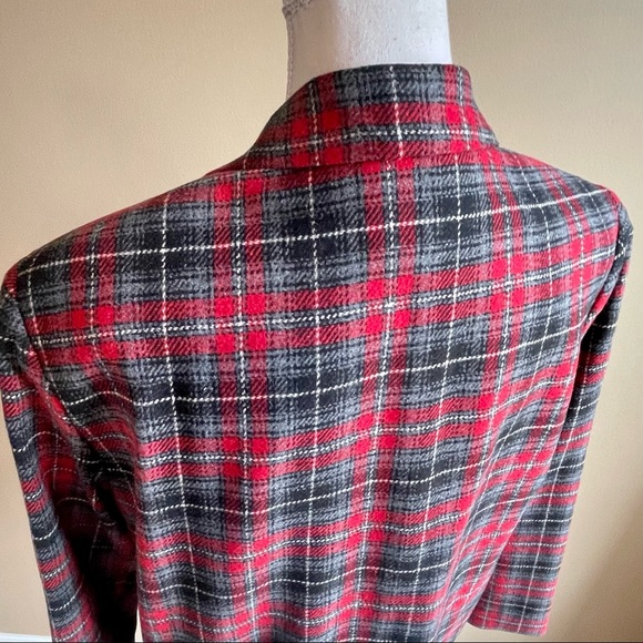 VTG Requirements Womens Blazer Red Plaid Wool Blend 1 Button Jacket Size 10 - Picture 7 of 16